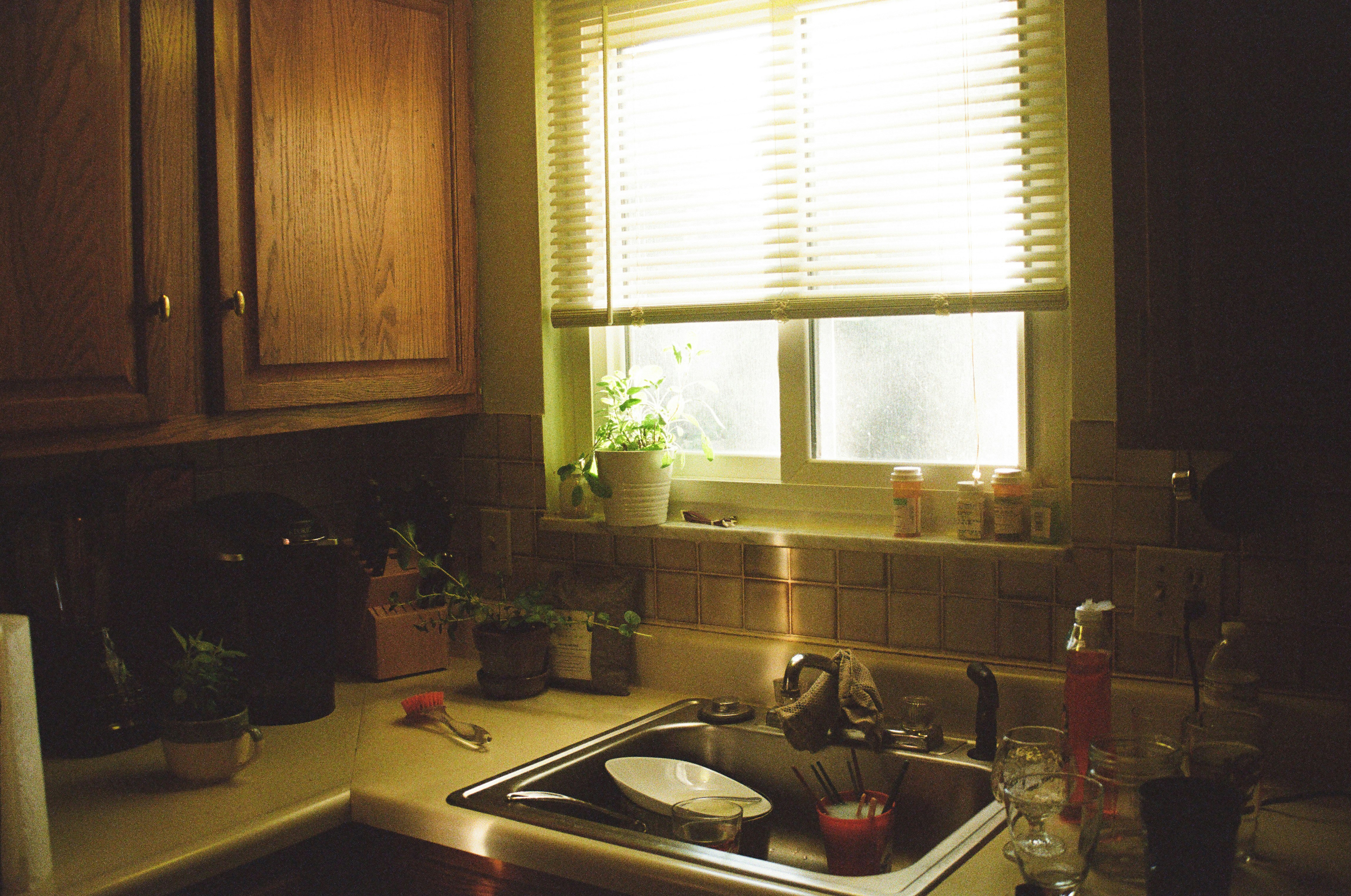 stainless steel sink with faucet